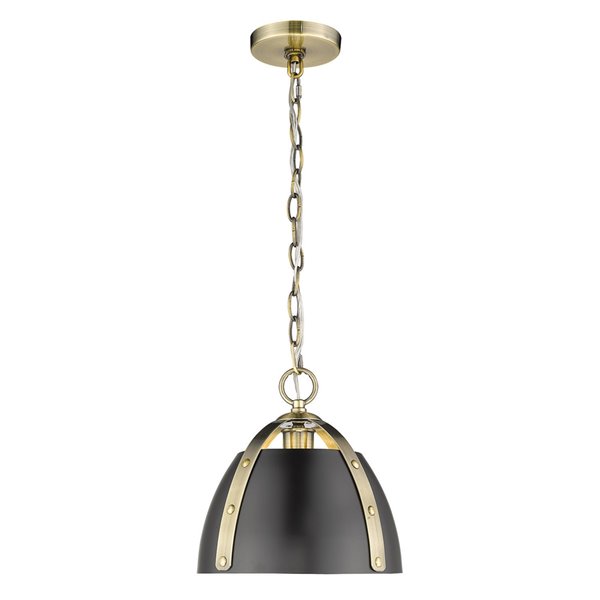 Golden Lighting Aldrich AB Small Pendant Light - Aged Brass