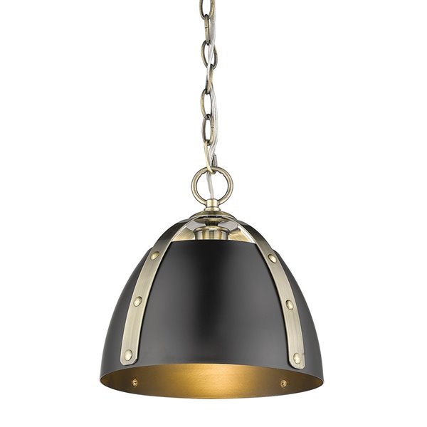 Golden Lighting Aldrich AB Small Pendant Light - Aged Brass