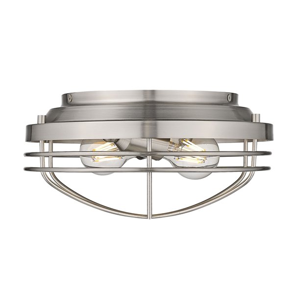 Golden Lighting Seaport Flush Mount Light - 12-in - Pewter