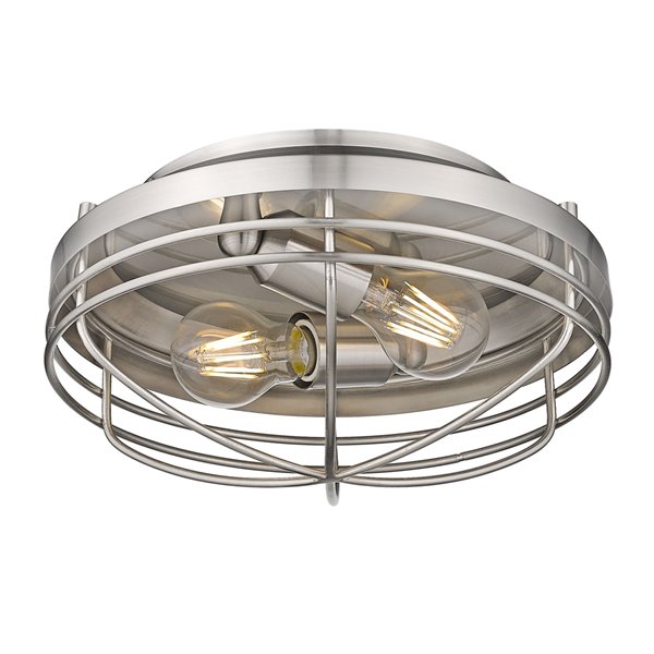 Golden Lighting Seaport Flush Mount Light - 12-in - Pewter