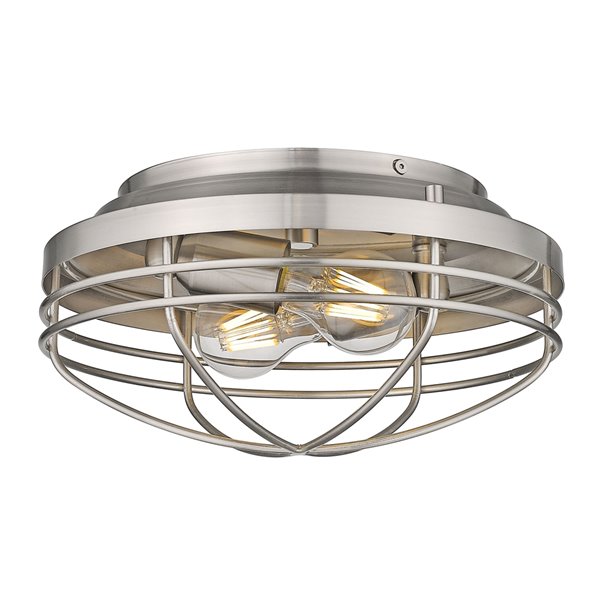 Golden Lighting Seaport Flush Mount Light - 12-in - Pewter