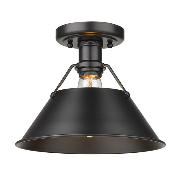 Golden Lighting Orwell Flush Mount Light - 10-in - Black