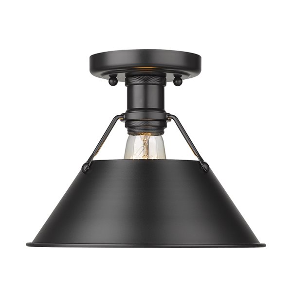 Golden Lighting Orwell Flush Mount Light - 10-in - Black