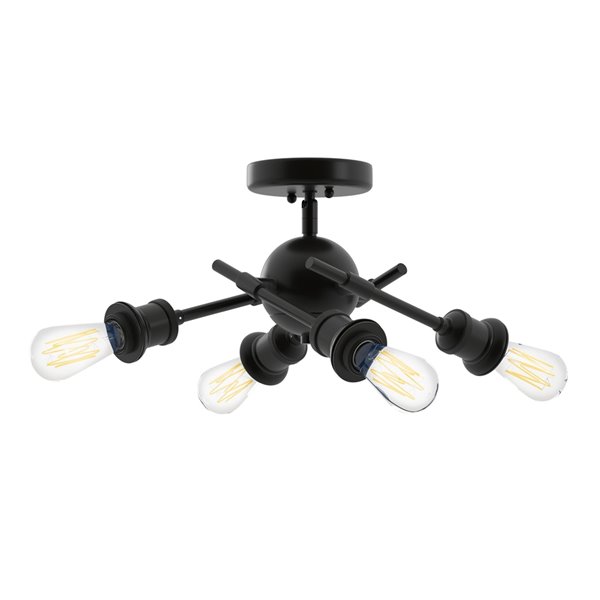 Golden Lighting Axel Semi-Flush Light - 15-in x 6-in - Black