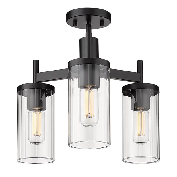 Golden Lighting Winslett 3-Light Semi-Flush Light - Black