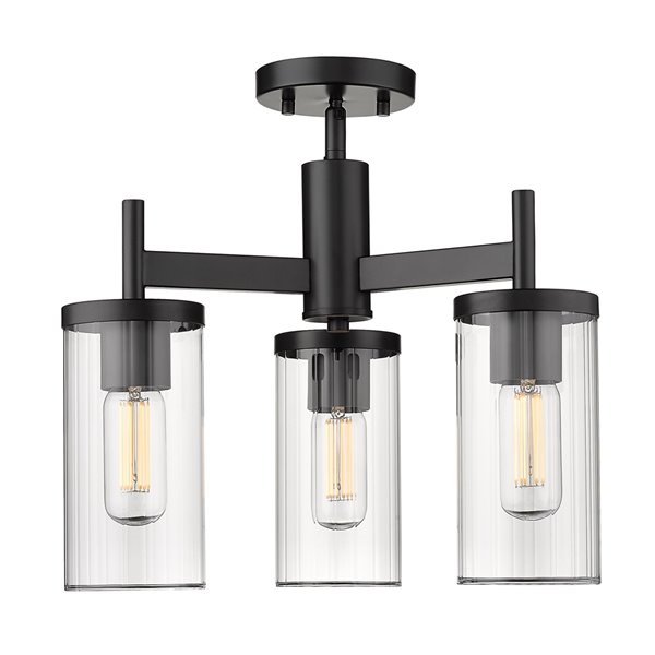 Golden Lighting Winslett 3-Light Semi-Flush Light - Black