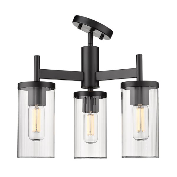 Golden Lighting Winslett 3-Light Semi-Flush Light - Black