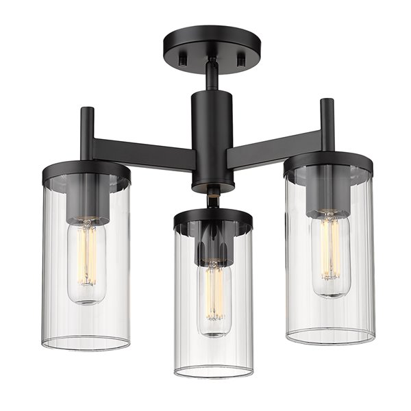 Golden Lighting Winslett 3-Light Semi-Flush Light - Black