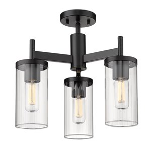 Golden Lighting Winslett 3-Light Semi-Flush Light - Black