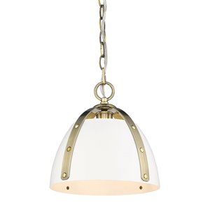 Golden Lighting Aldrich Aged Brass Small Pendant Light - Gold
