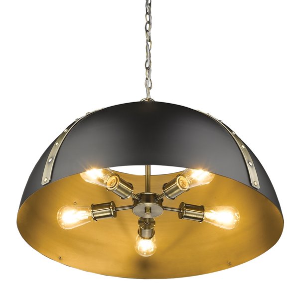 Golden Lighting Aldrich AB 5-Light Aged Brass Pendant Light - Gold