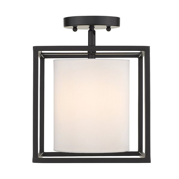 Golden Lighting Manhattan Semi-Flush Light - 9-in x 9-in - Matte Black