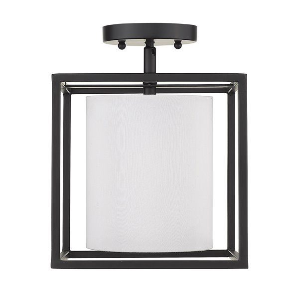 Golden Lighting Manhattan Semi-Flush Light - 9-in x 9-in - Matte Black