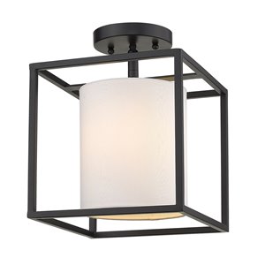 Golden Lighting Manhattan Semi-Flush Light - 9-in x 9-in - Matte Black