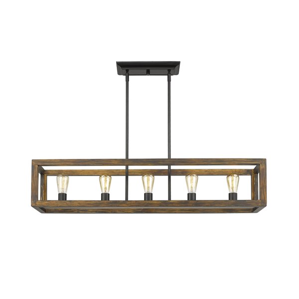 Golden Lighting Sutton 5-Light Linear Pendant Light - Black