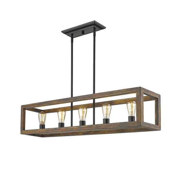 Golden Lighting Sutton 5-Light Linear Pendant Light - Black