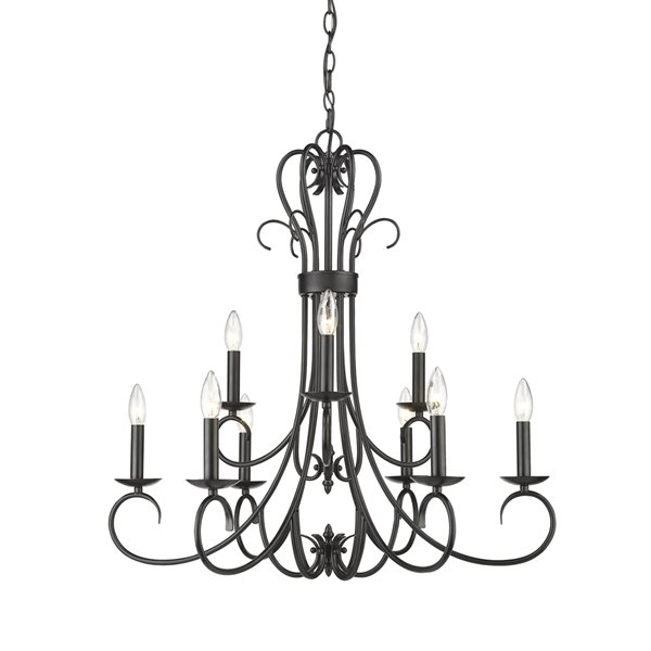 Golden Lightinhg Homestead 2-Tier - 9-Light Chandelier - Black - 28-in