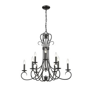 Golden Lightinhg Homestead 2-Tier - 9-Light Chandelier - Black - 28-in