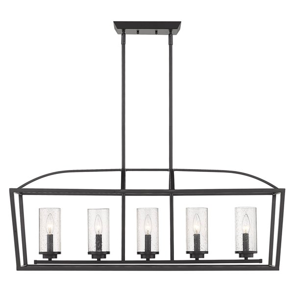 Golden Lighting Mercer 5-Light Linear Pendant Light - Matte Black