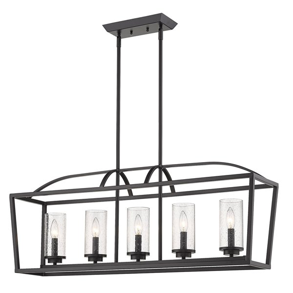 Golden Lighting Mercer 5-Light Linear Pendant Light - Matte Black