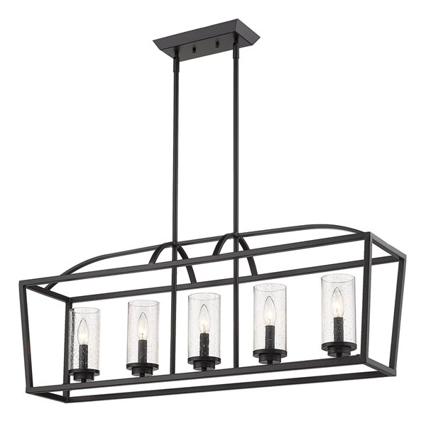 Golden Lighting Mercer 5-Light Linear Pendant Light - Matte Black