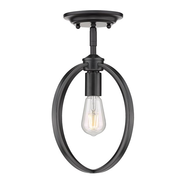 Golden Lighting Colson Semi-Flush Light - 9-in x 15-in - Black