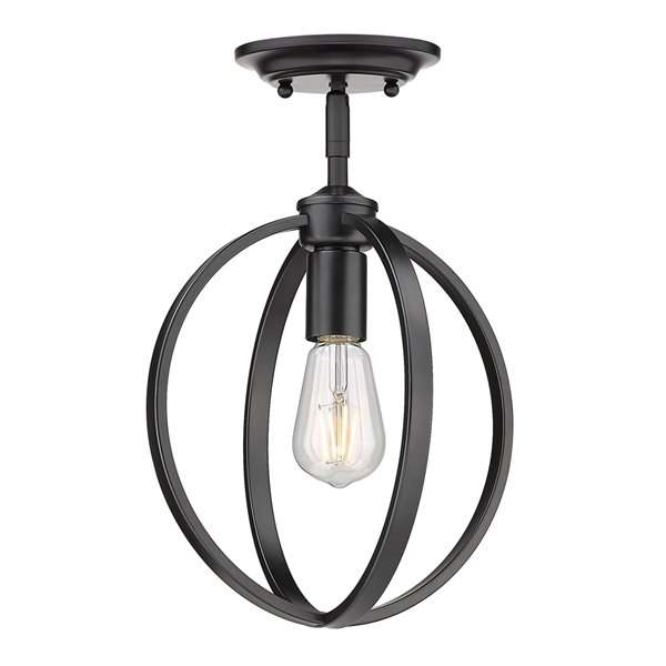 Golden Lighting Colson Semi-Flush Light - 9-in x 15-in - Black