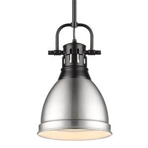 Golden Lighting Duncan Small Pendant Light with Rod - Black