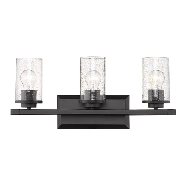 Mercer 3 Light Bath Vanity in Matte Black with Black accents