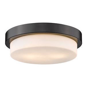 Plafonnier Versa de Golden Lighting, 13 po, noir mat avec verre opale