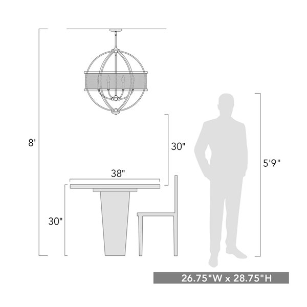 Golden Lighting Colson 6-Light Chandelier with Shade - 27-in