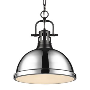 Golden Lighting Duncan 1-Light Pendant Light with Chain - Black