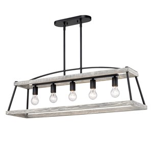 Golden Lighting Teagan Linear Pendant Light - 42-in - Black