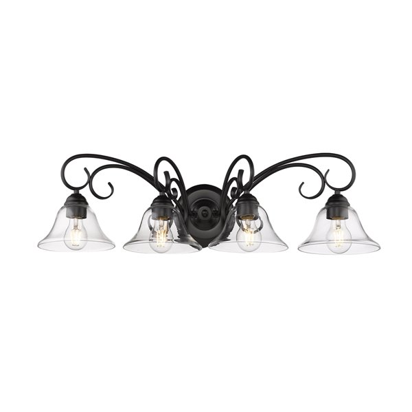 Homestead 4 Light Bath Vanity in Black with Clear Glass