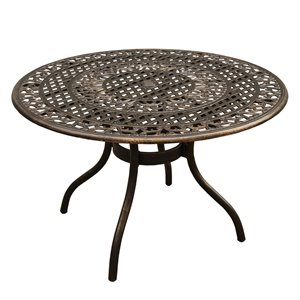 Oakland Living Ornate Mesh Round Dining Table - 48-in - Aluminum - Bronze