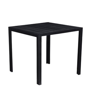 Oakland Living Square Faux Wood Slatted Dining Table - 32-in - Steel - Black