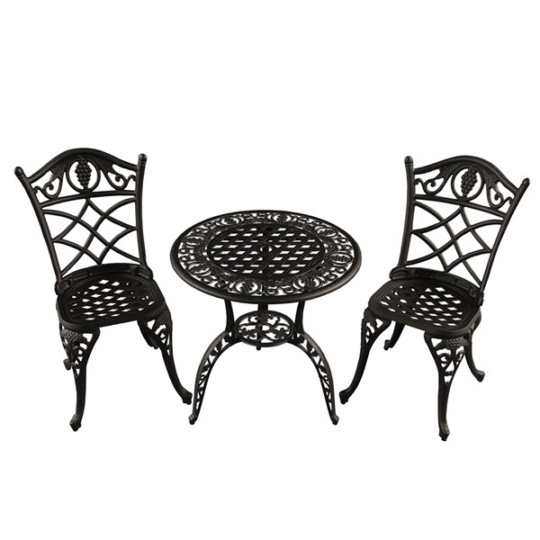Oakland Living Patio Dining Set - Aluminum - 3-Piece - Sand Black
