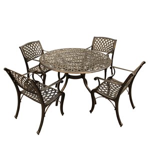 Oakland Living Patio Dining Set - Aluminum - 5-Piece - Bronze