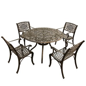 Oakland Living Patio Dining Set - Aluminum - 5-Piece - Bronze