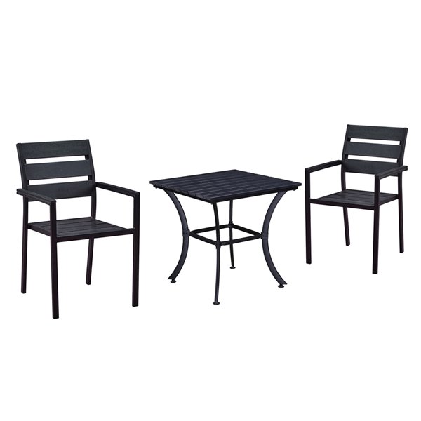 Oakland Living Patio Dining Set Steel 3 Piece Black Rona