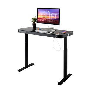 Bureau à hauteur ajustable électrique avec plateau en verre de Seville Classics, noir