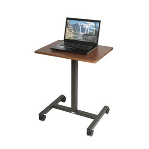 Seville Classics AIRLIFT Pneumatic Heigh Adjustable Sit-Stand Mobile Desk Cart - Maple
