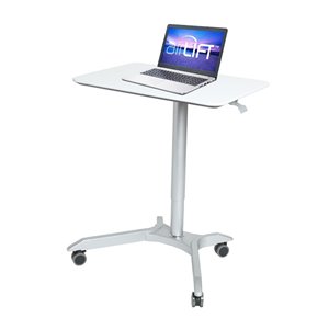 Seville Classics AIRLIFT XL Pneumatic Height Adjustable Sit-Stand Mobile Desk Cart - White