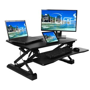 Seville Classics 35-in Height Adjustable Standing Desk - Converter Workstation - Black
