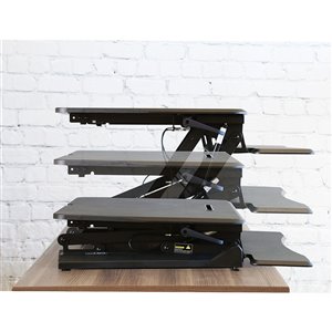 Poste de travail/convertisseur de bureau à hauteur ajustable de Seville Classics, 35 po, noir