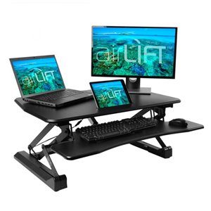 Seville Classics 35-in Electric Height Adjustable Standing Desk - Workstation with USB charger - Black