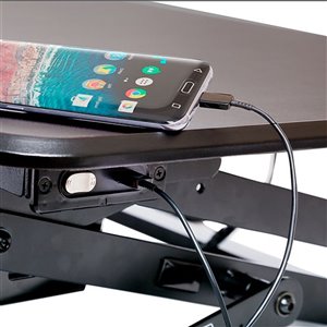 Poste de travail standard à hauteur ajustable électrique avec chargeur USB de Seville Classics, 35 po, noir