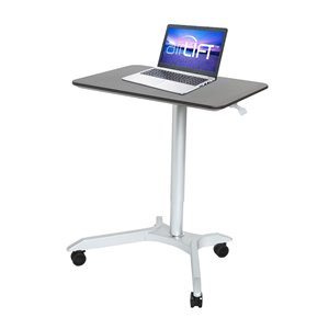 Seville Classics AIRLIFT XL Pneumatic Height Adjustable Sit-Stand Mobile Desk Cart - Espresso