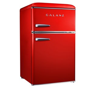 Galanz Retro Mini Fridge with Dual Door True Freezer in Red - 3.1 cu. ft.