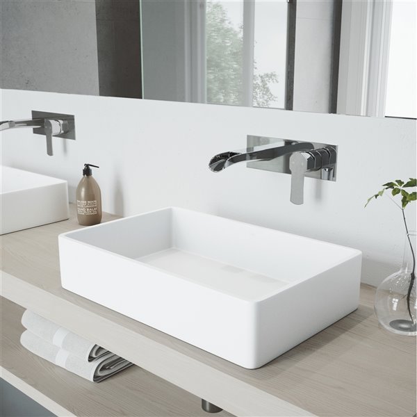 Vigo Magnolia Matte White Bathroom Sink Chrome Faucet Vgt963 Rona